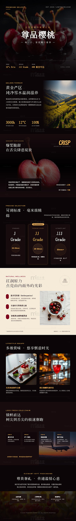 高端质感樱桃产品宣传海报长图详情页