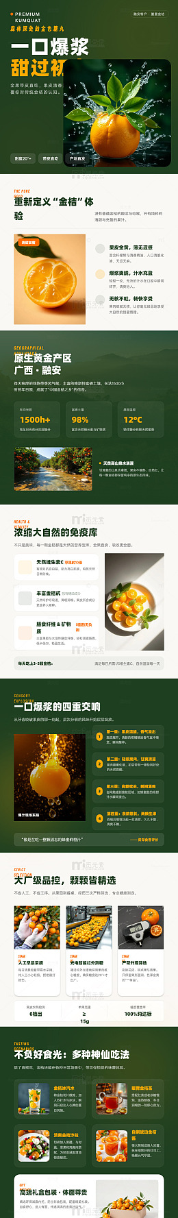极简风金桔爆浆水果海报长图详情页
