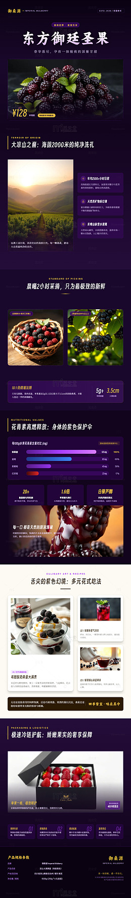 紫色系高端水果礼盒长图详情页