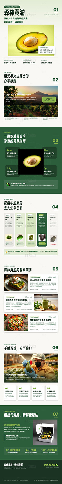 极简风牛油果健康食品海报长图详情页