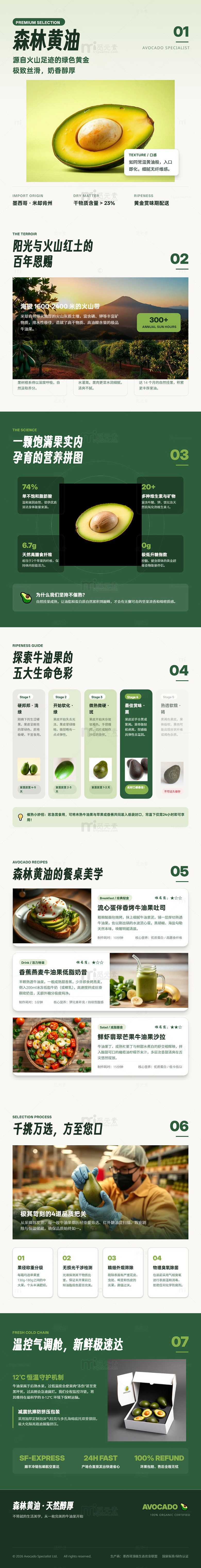 极简风牛油果健康食品海报长图详情页