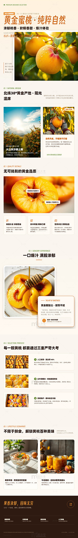 清新风黄金蜜桃长图详情页