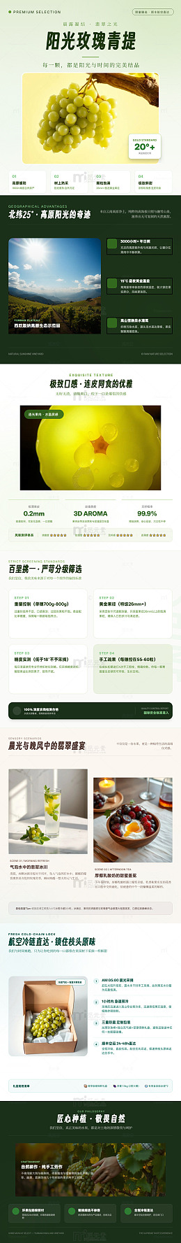 极简风阳光玫瑰青提宣传海报长图详情页