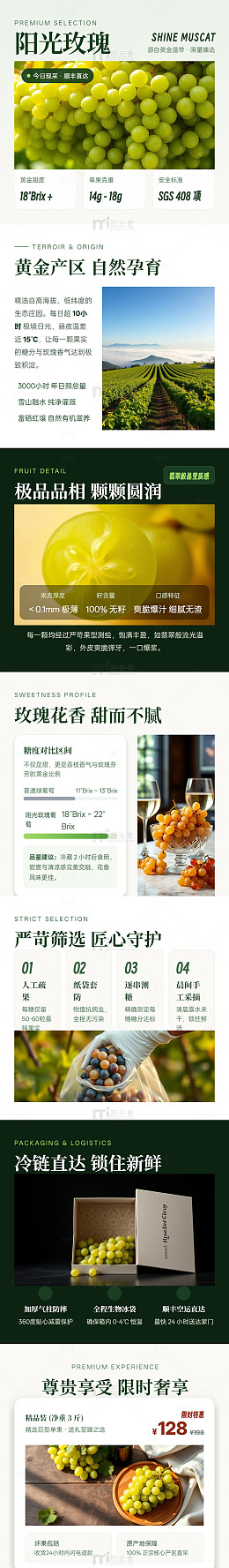 极简风阳光玫瑰葡萄产品长图详情页