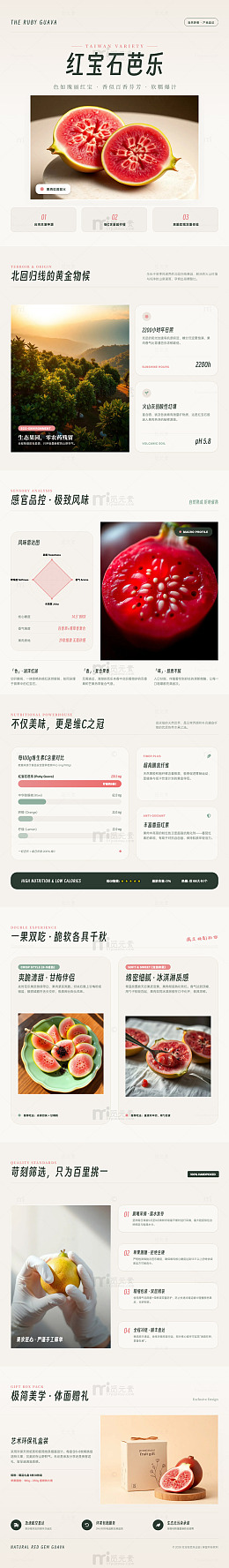 极简风红宝石芭乐水果宣传长图详情页