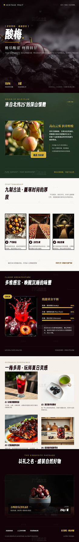暗黑风酸梅果品长图详情页