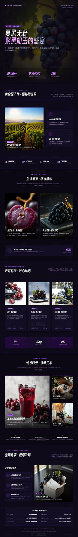 暗黑风夏黑葡萄产品宣传长图详情页
