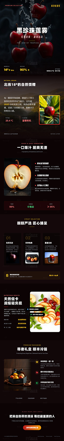暗黑风高端水果宣传海报长图详情页