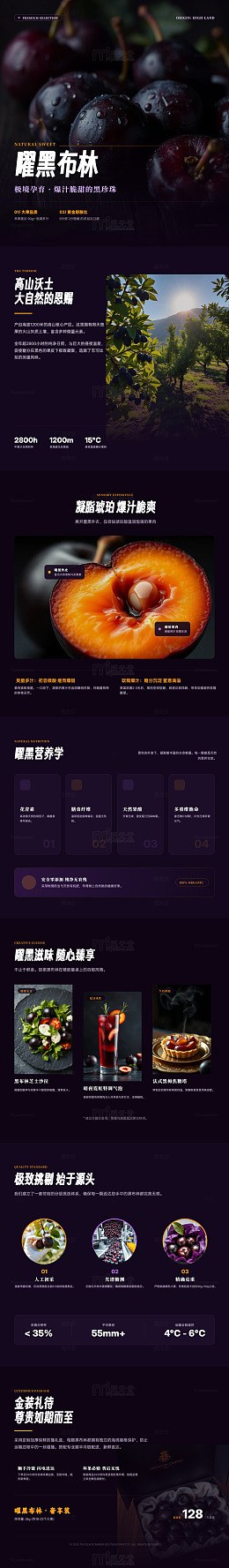 暗黑风樱桃水果宣传长图详情页