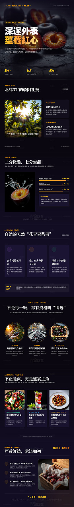 暗黑风高端水果礼盒宣传海报长图详情页