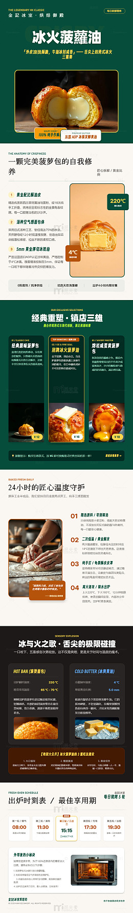 绿色系烘焙美食宣传海报长图详情页