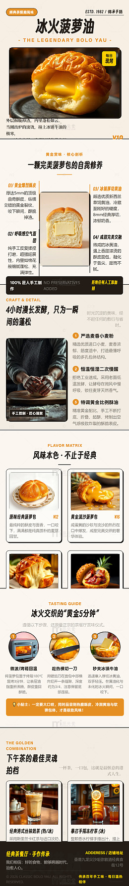 极简风冰火菠萝油美食长图详情页