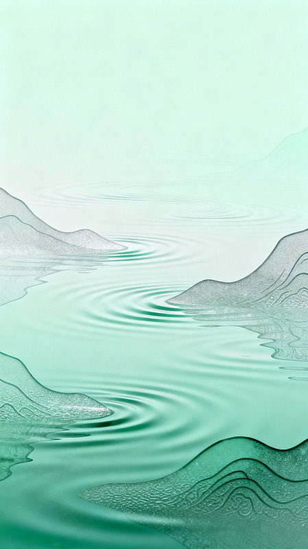 水墨风山水涟漪插画设计素材