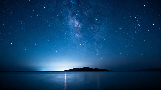 星空夜景银河湖面素材
