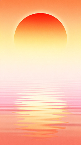 渐变风日出海面插画设计素材