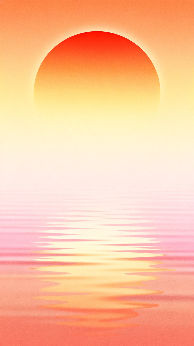 渐变风日出海面插画设计素材