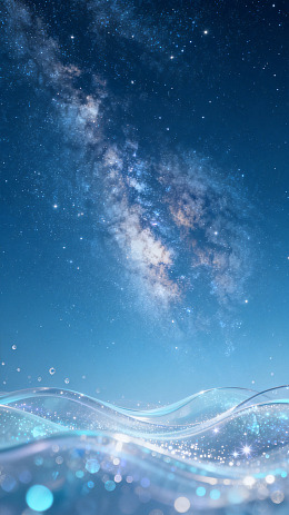 梦幻风银河星空波浪设计素材