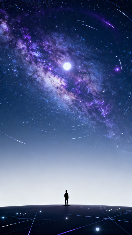 科幻风宇宙星空人物剪影设计素材