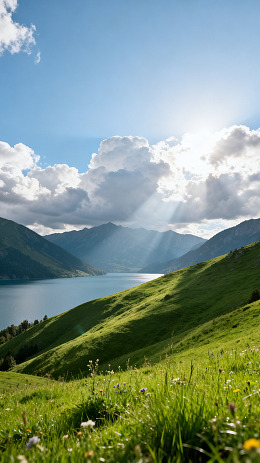 风高山湖景自然风光设计素材