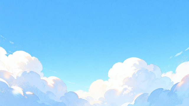 卡通风格蓝天白云插画背景素材
