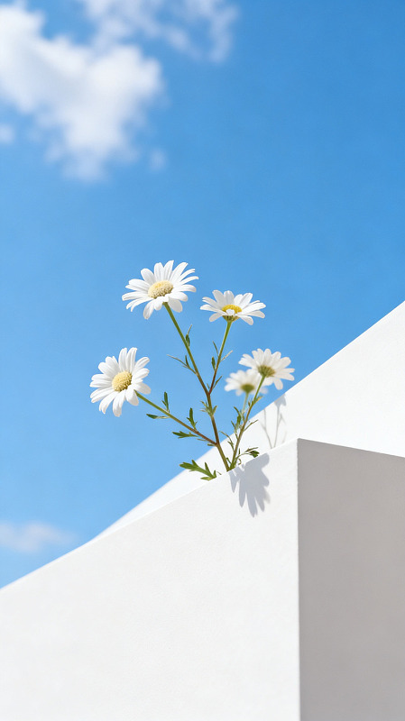 极简风雏菊蓝天建筑素材