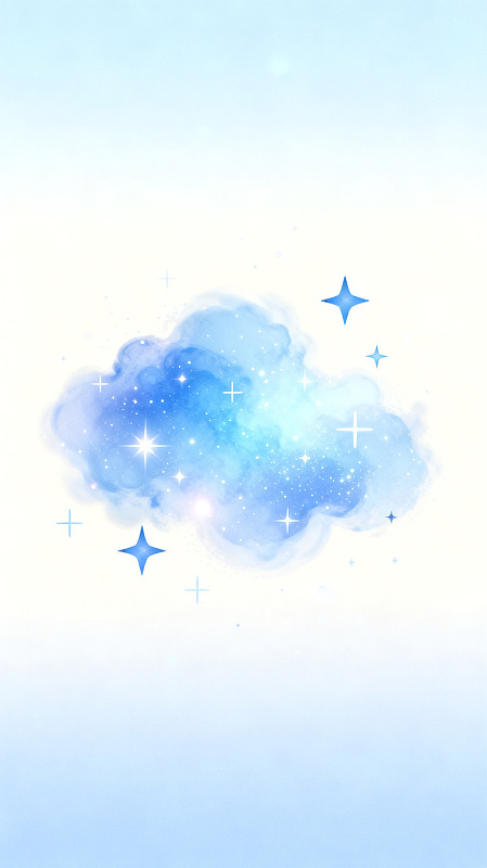 梦幻风蓝色星云云朵插画素材