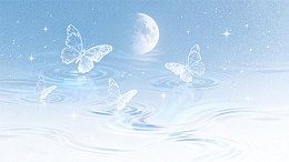 梦幻风月夜蝴蝶水面设计素材