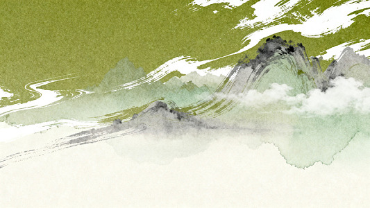 水墨风山水云雾意境插画设计素材