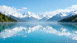 写实风雪山湖景自然风光素材