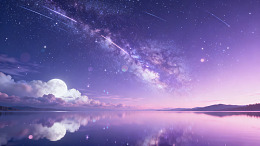 梦幻风星空湖面银河夜景设计素材