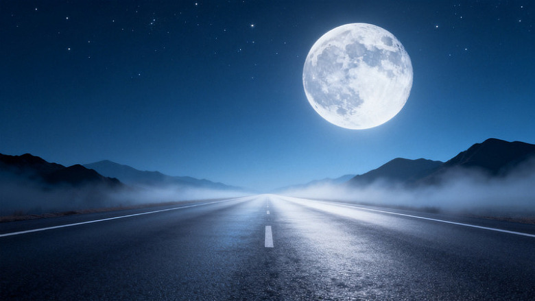 夜景风月光公路设计素材