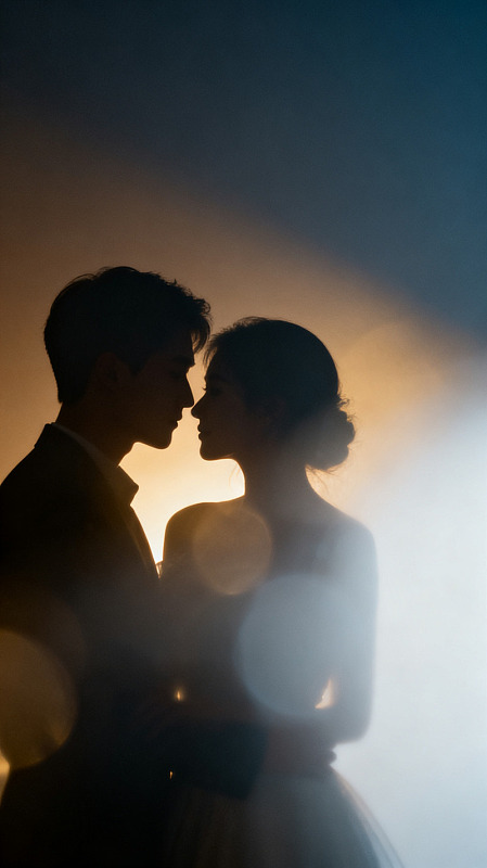 剪影风情侣婚礼浪漫氛围设计素材