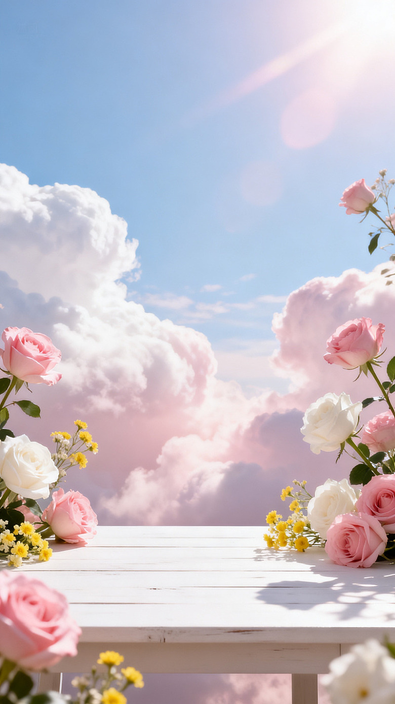 梦幻风玫瑰花桌景素材