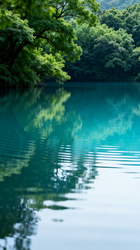 写实风森林湖面倒影自然风景设计素材