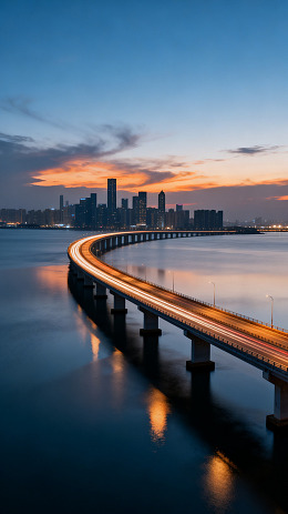 夜景风城市大桥光影设计素材