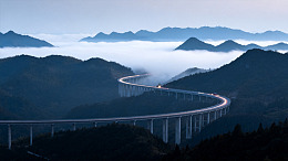 风山间高架桥晨雾景观素材