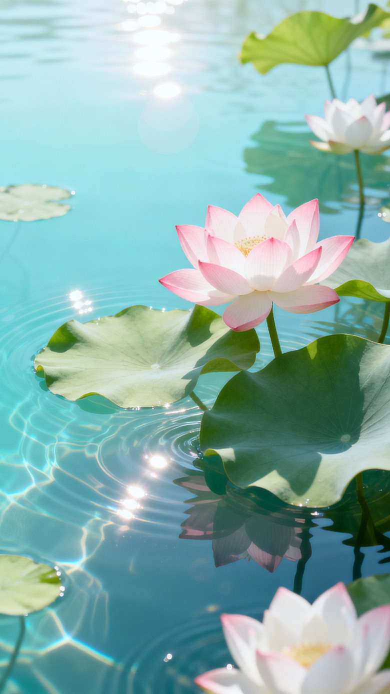 写实风池塘荷花静谧素材