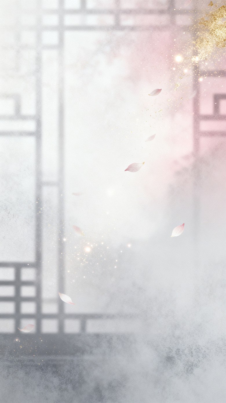 国风意境樱花飘落背景设计素材
