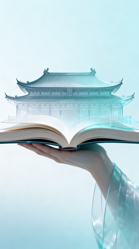 梦幻风古建筑书本手绘设计素材