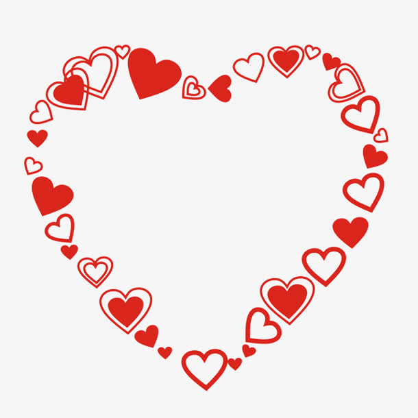 红心组成的心形png素材素材免费下载_觅元素