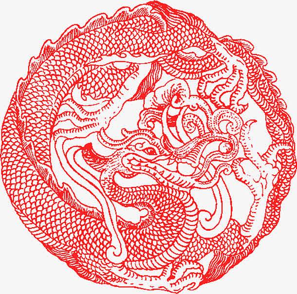 环形龙底纹png素材