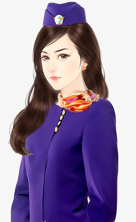 手绘空姐美女