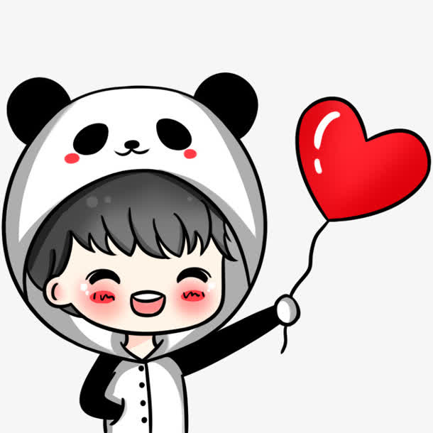 卡通男孩 红心气球 萌版头像