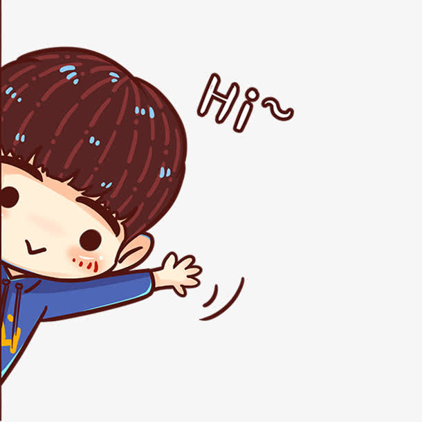 卡通男孩打招呼hi萌版