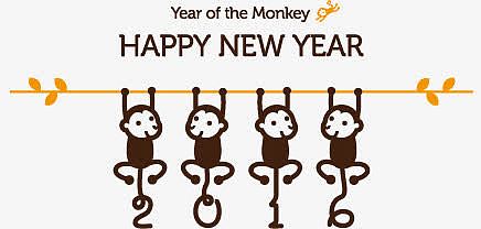 猴子   新年快乐 猴年  2016