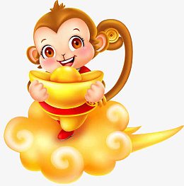 卡通祥云送宝猴子