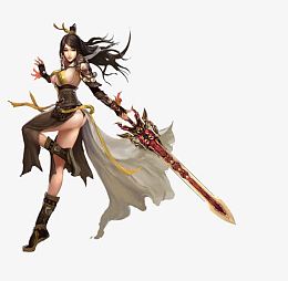 手绘长剑轻装女子