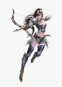 手绘弓箭羽毛装束女子