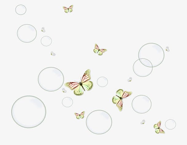 水彩蝴蝶透明气泡