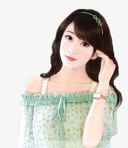 手绘现代清纯美女